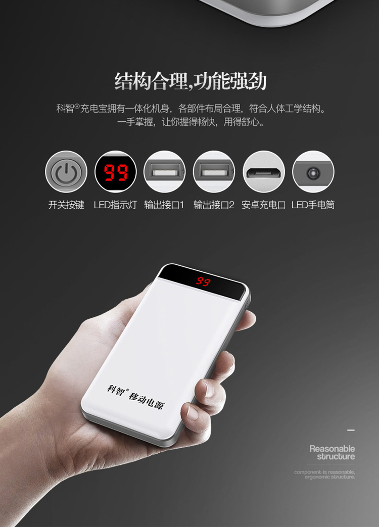 Kezhi mới sạc 20000 mAh Kho báu điện thoại thông minh Apple Android phổ thông dung lượng lớn