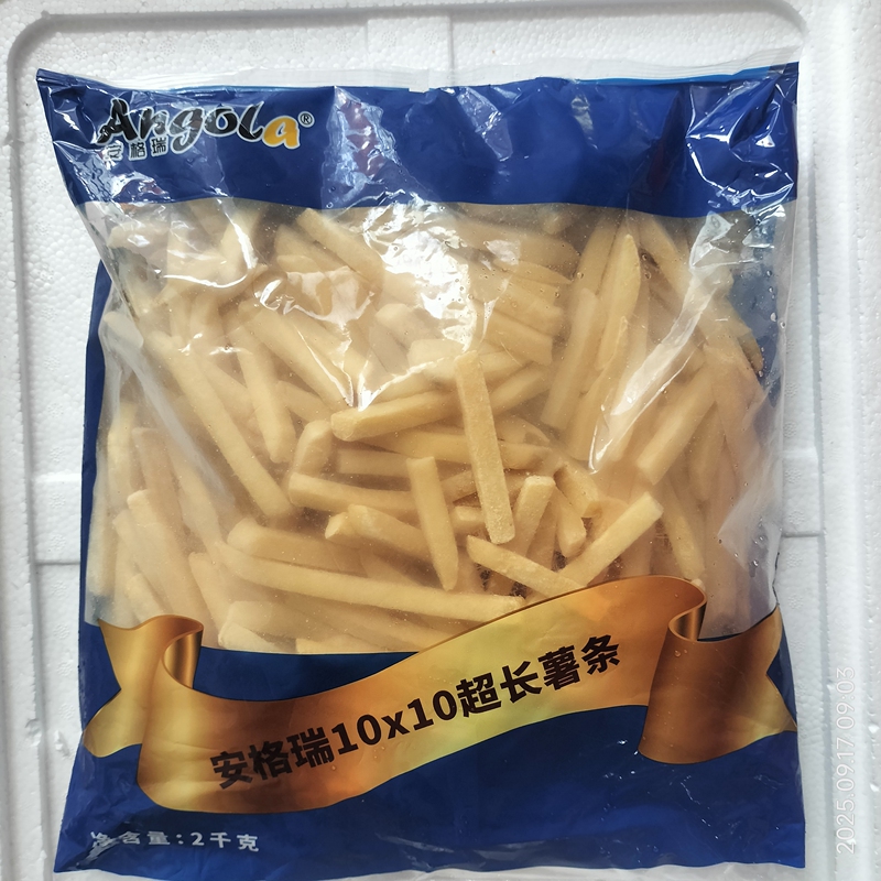 Angry 10×10Aa Thick-Cut French Fries Angry French Fries Frozen Semi-Finished Thick-Cut French Fries 2 Kilograms 6 Bags Whole Box