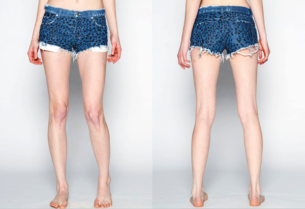 Ksubi Australian Tian Tian Women's Leopard Print Embroidered Denim Shorts Size 26 Sample