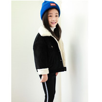 Lamb wool corduroy jacket jacket 2019 winter new boys and girls plus velvet jacket