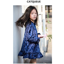 Diamond Velvet Stand-up Collar Girls Winter New Dress 2019