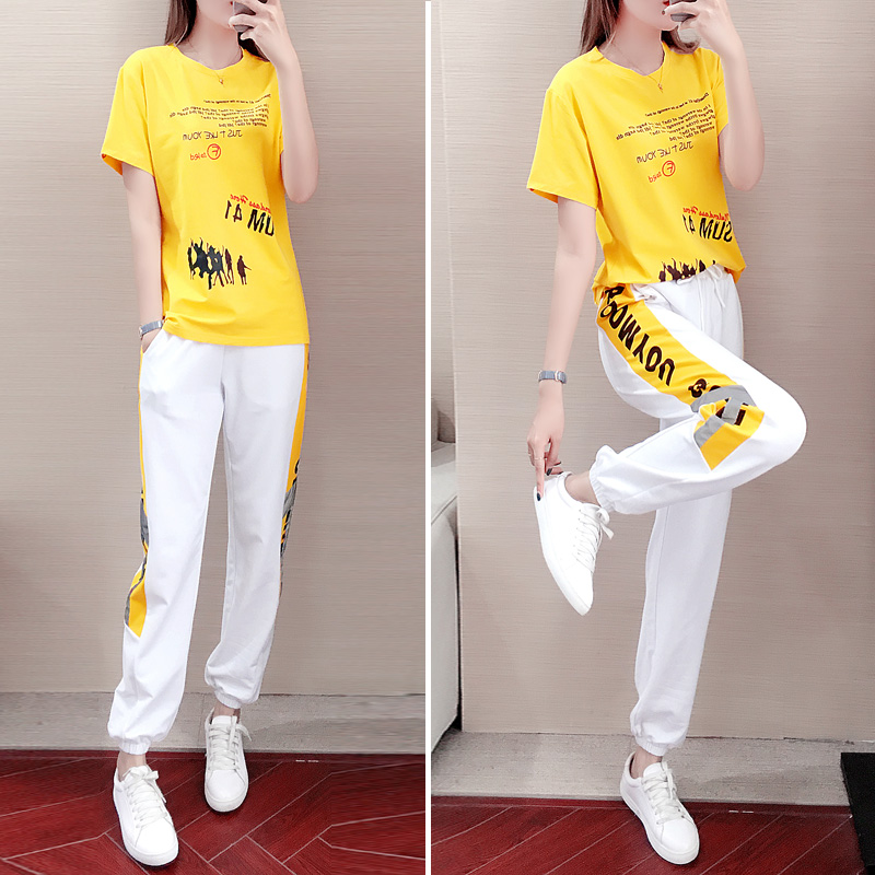 Sports Casual Suit Women's Summer 2022 New Korean Version Fashion Trends Easing of the Thin Ocean and Running Two Sets Tide