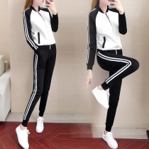 Sports suit women autumn 2022 new Korean style casual slender student zip cardigan jacket two-piece set