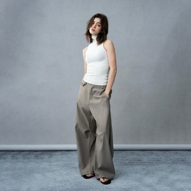 Nych·Old Money Style Striped Trousers for Men and Women, Loose Fit with Draped Effect, Casual Suit Pants for Men and Women
