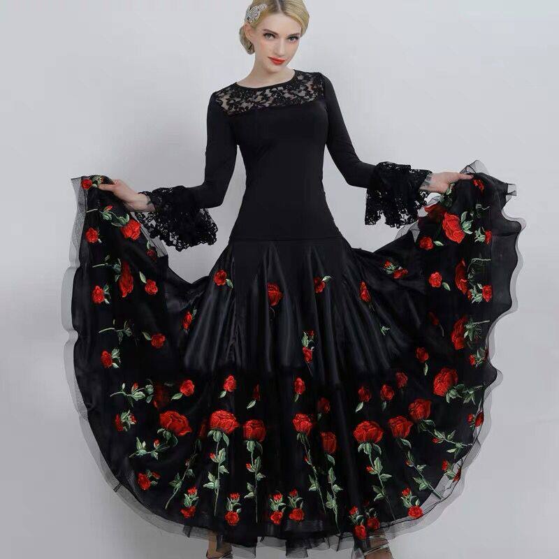 Modern dance skirt dance clothing new women's square dance skirt waltz ballroom dance big swing skirt performance competition skirt