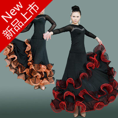 High-end best-selling modern dance skirt ballroom dance square dance national standard dance new skirt big swing practice long skirt slim