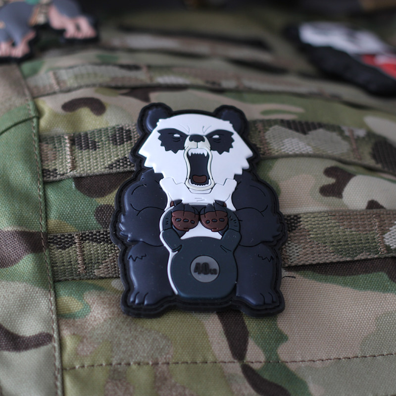 TacOpsGear Mystery Warriors-Angry Fitness Panda Characters Chapter Morale Badge Magic Sticker