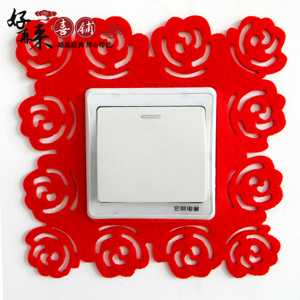 Wedding Supplies Wedding House Arrangement Switch Sticker Socket Cover Comedy Switch Sticker Felt Happy Character Switch Post-Free Mail