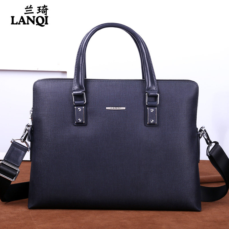 Lanqi Men's Business Bag Business One Shoulder Messenger Bag Trendy Brand New Fashion Leather Bag Trendy Briefcase Men's Computer Bag