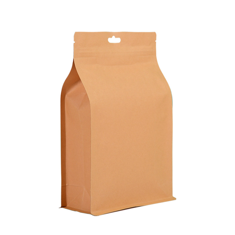Eight-Side Sealing Kraft Paper Self-Sealing Bag with Aluminum Lining, Moisture-Proof, Light-Blocking, Suitable for Packaging Dried Fruits, Snacks, Jerky, and Tea