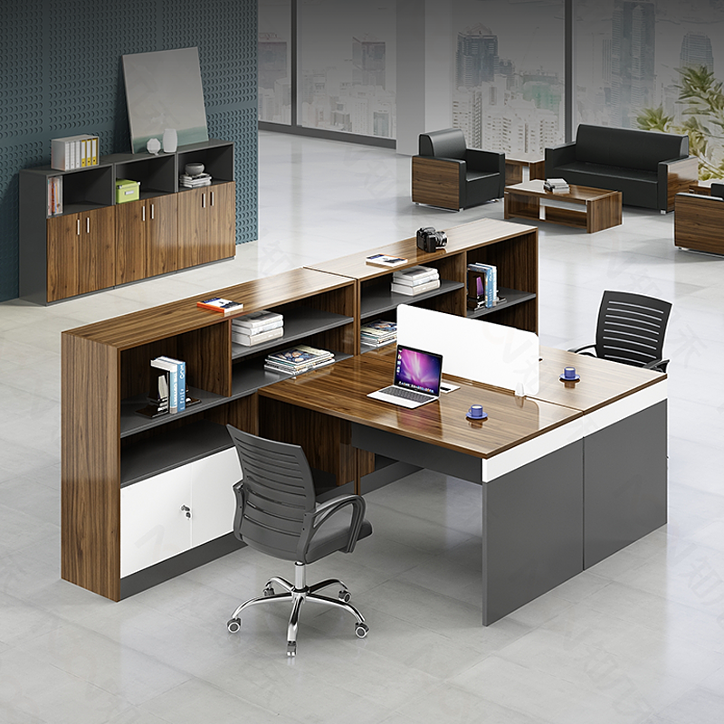 Financial partition screen desk work desk 2 4 6 double seat with side cabinet simple office furniture combination