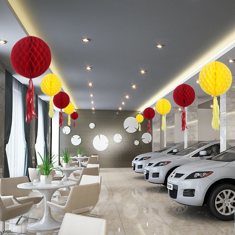 Festive roof decoration hanging honeycomb ball tassel hanging ball creative hanging shop ceiling arrangement pendant color ball