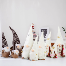 Christmas decorations Nordic forest fabric vertical Santa Claus family of three Christmas scene decoration doll