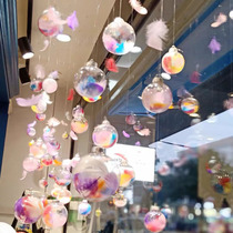 Mid-Autumn Festival National Day ceiling decoration transparent hollow ball jewelry shop layout House top ceiling hanging ornaments
