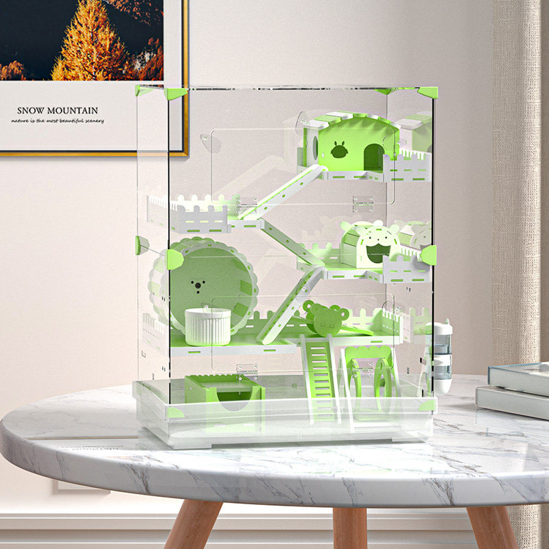 Spoiled sky hamster cage acrylic transparent 47 base cage gold silk bear rearing box 60 extra-large villa crystal