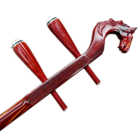 Boutique horse head erhu pole small leaf red sandalwood horse head Yuehu pole characteristic twelve zodiac horse head piano pole high Hu pole