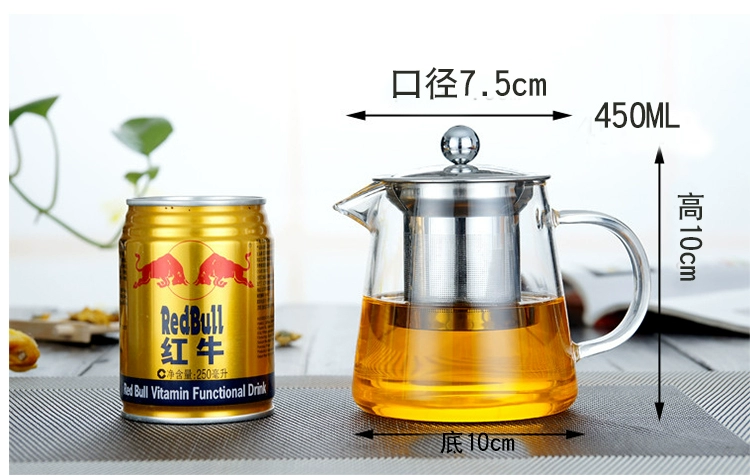 Bộ trà hoa thủy tinh chịu nhiệt Gao Peng đặt bộ phòng khách nhà trà bộ ấm trà với bộ lọc trà - Trà sứ
