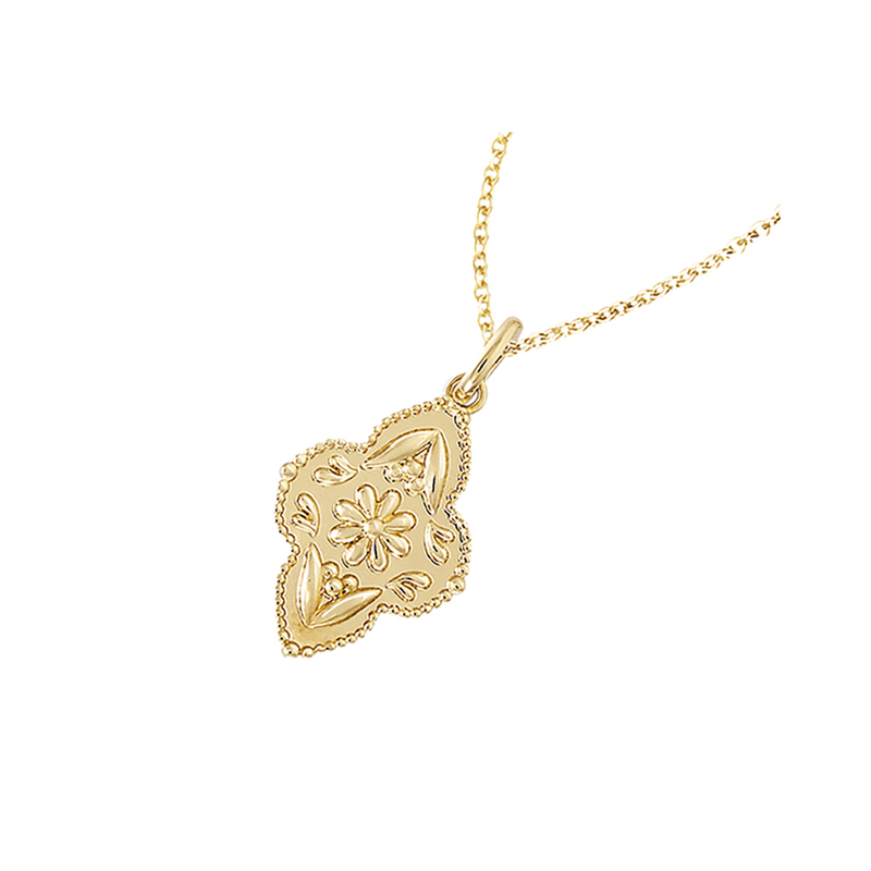 French Imported 3-Micron Thick 18K Matte Gold-Plated Vintage French Pattern Diamond-Shaped Small Pendant Necklace Sweater Chain French Imported 3-Micron Thick 18K Matte Gold-Plated Vintage French Pattern Diamond-Shaped Small Pendant Necklace Sweater Chain
