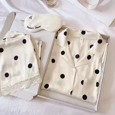 Thousands of calls ~ OLOEY silk Autumn New Wave point comfortable home clothes lace long sleeve trousers pajamas women