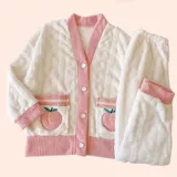 Демисезонная пижама, демисезонный фланелевый удерживающий тепло кардиган, коралловый бархатный комплект, увеличенная толщина