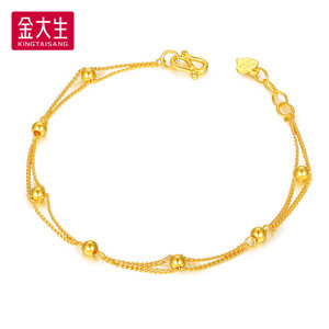 金大生足金999黄金手链女款圆光珠抖音转运珠结婚珠宝首饰K224B