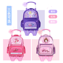  New girls  school bag primary school students reduce load and protect the spine lightweight backpack 1-3-5 grade removable trolley school bag