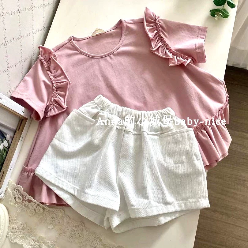 Летняя детская одежда, кукла-кукла, футболка с круглым воротом, с коротким рукавом, корейский стиль