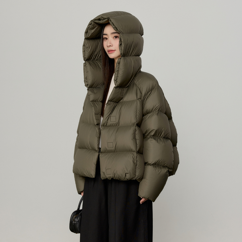 Glacier Realm 2025 Winter Puff down Jacket Women's Oversized 90 White Goose down Hooded Coat New Style