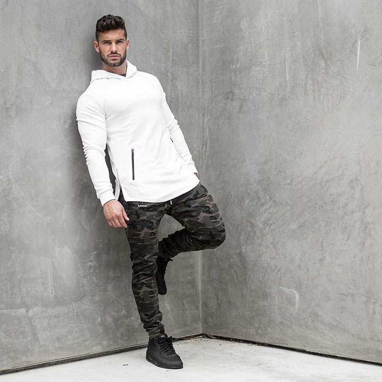 Cơ bắp anh em thể hình áo hoodie dài tay thể thao cao cổ nam chạy thể dục trùm đầu áo len ngụy trang giản dị hàng đầu áo hoodie đôi