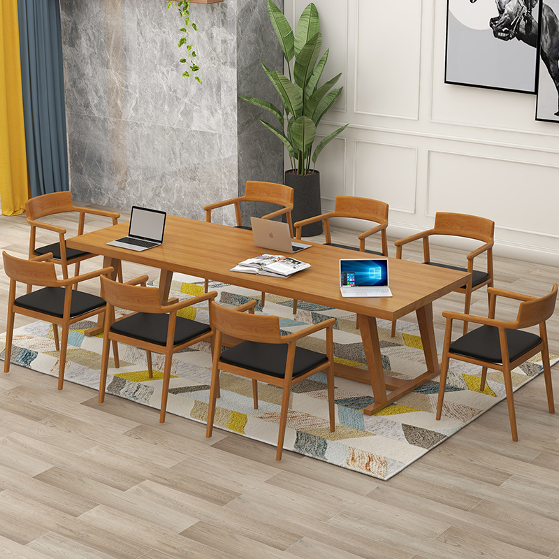 Nordic solid wood large conference table long table modern minimalist in talks table and chairs combined desk room table
