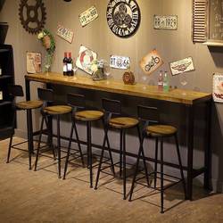 Industrial Style Iron Solid Wood Home Bar Chair Table Modern Minimalist Bar High Stool Cafe Bar Table and Chairs