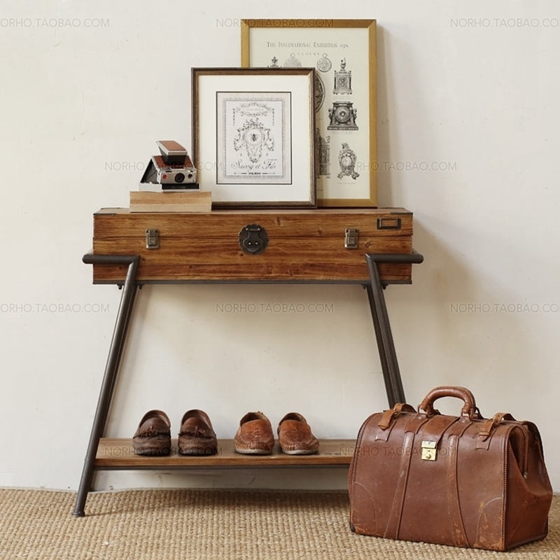 LOFT American Retro Iron Art Solid Wood Genguan Cabinet Display Cabinet Side Cabinet Creative Living Room Containing Cabinet Containing Cabinet