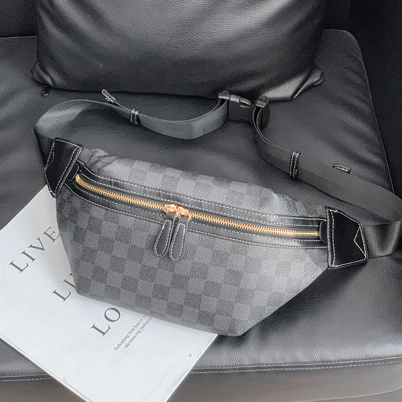 Hong Kong new cowhide shoulder bag European and American tide presbyse contrast fashion Joker slung chest bag tide men and women bag