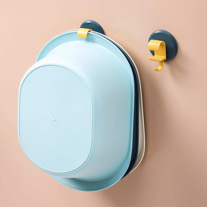 Free-to-punch washbasin containing layer rack wall-mounted pelvic floor bathroom shelve toilet wall Hook Basin on the wall