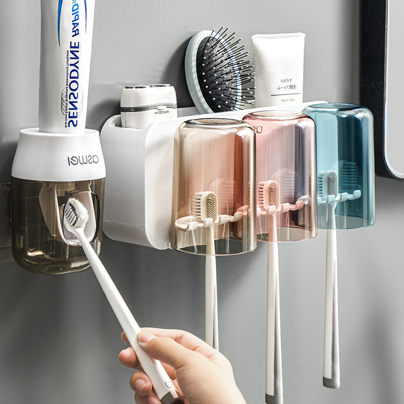 Toothbrush shelve suit wall-mounted tooth cup rack gargling cup free of punch tooth cylinder cup tooth hanging wall style dressing room