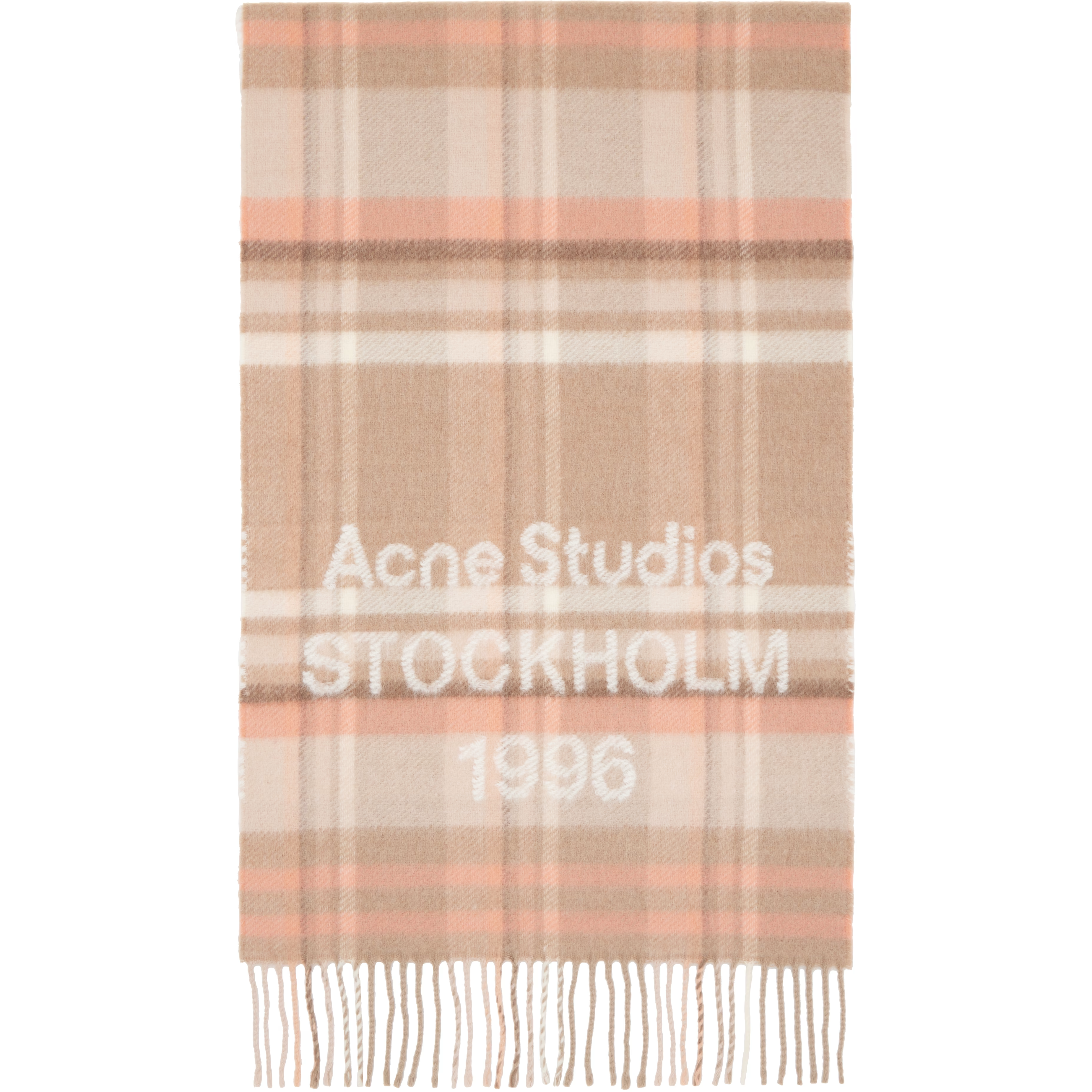 Acne Studios-Шарф в широкую клетку с логотипом Camel & Pink, 40*200