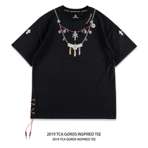 TCA GOROS TEE 2019 summer new ethnic loose Takahashi goro eagle embroidery short-sleeved T-shirt men