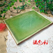 Porcelain plate ice-cracked glazed tableware kitchen plate square plate 8 5 inch bamboo bottom bamboo plate