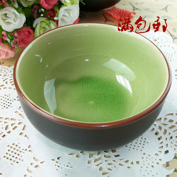4 5 inch ice cracking glazed green porcelain rice rice bowl small soup bowl wine mat special 4 5 inch round bowl