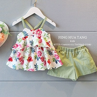 Mùa hè 2018 quần áo trẻ em nữ mới phiên bản Hàn Quốc của quần short dây đeo phù hợp với thời trang Hàn Quốc hai mảnh phù hợp với trẻ em quần lót trẻ em
