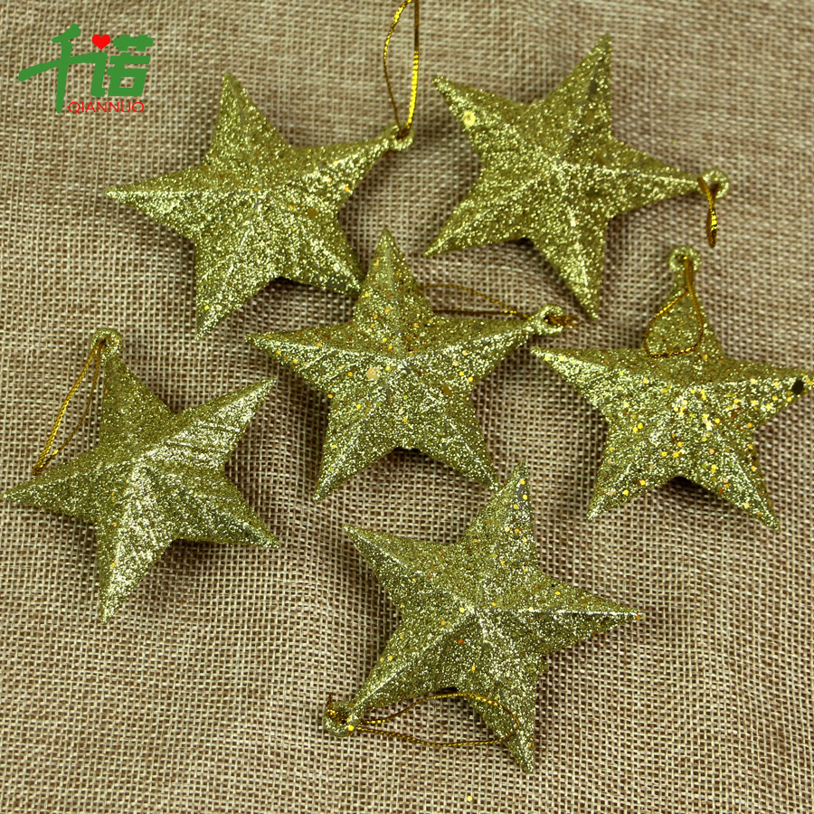 one thousand Noyer Christmas decorations Christmas small hanging accessories 5cm Little pentagonal stars 7cm Pink Stars Golden Stars Pendant