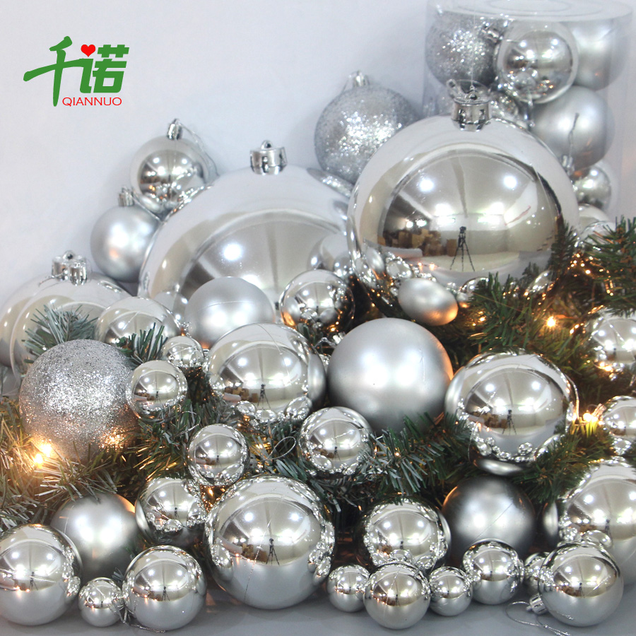 one thousand Noyer Christmas balls decorated with Christmas tree pendants Spring Festival New Year's Day wedding arrangement Silver bright light Ball big ball hanging decoration