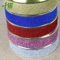 Chino Christmas tree decorations glitter ribbon DIY bow ribbon 5cm wide green onion powder ribbon Christmas ribbon