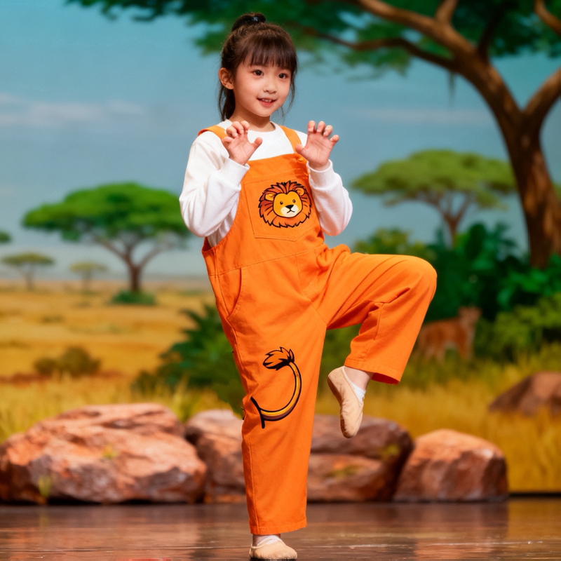 Children's African Lion Overalls Performance Costume for Elementary School Students' Sports Day, Lion King Story Speech Contest Recitation