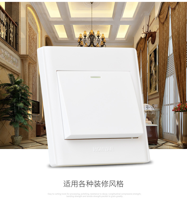 Hongyan công tắc ổ cắm loại 86 nhà bảng điều khiển xốp tường một mở năm lỗ điện mạng TV điều hòa 16a - TV tv samsung 49 inch