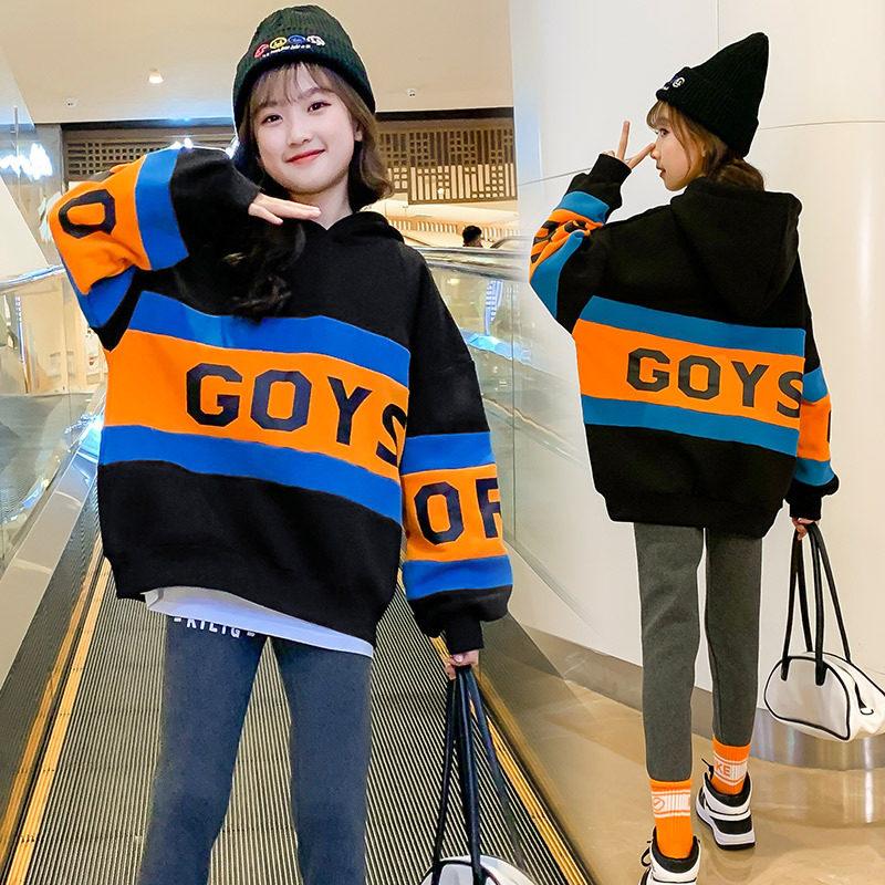 Girl Plus Velvet Clothing Net Red Girl Clothing 2022 New Tide Trendy Winter Dress Korean Version Big Boy Burst