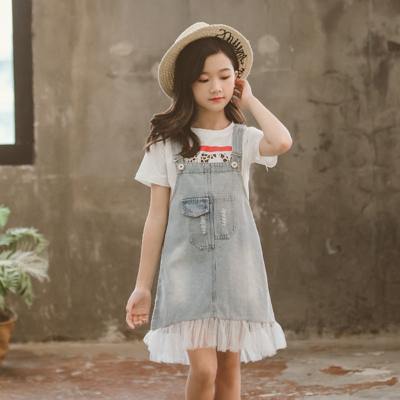 Girl Cuddling Bag Dress Summer Dress 2022 New Children Foreign Pie Dress Denim Great Boy Dress Summer Little Girl Dress