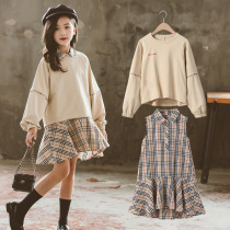 Girl Spring Clothing Suit 2022 New Foreign Air Trendy Suit Dresses Dresses Dresses Dresses Dress and Dress Two Pieces