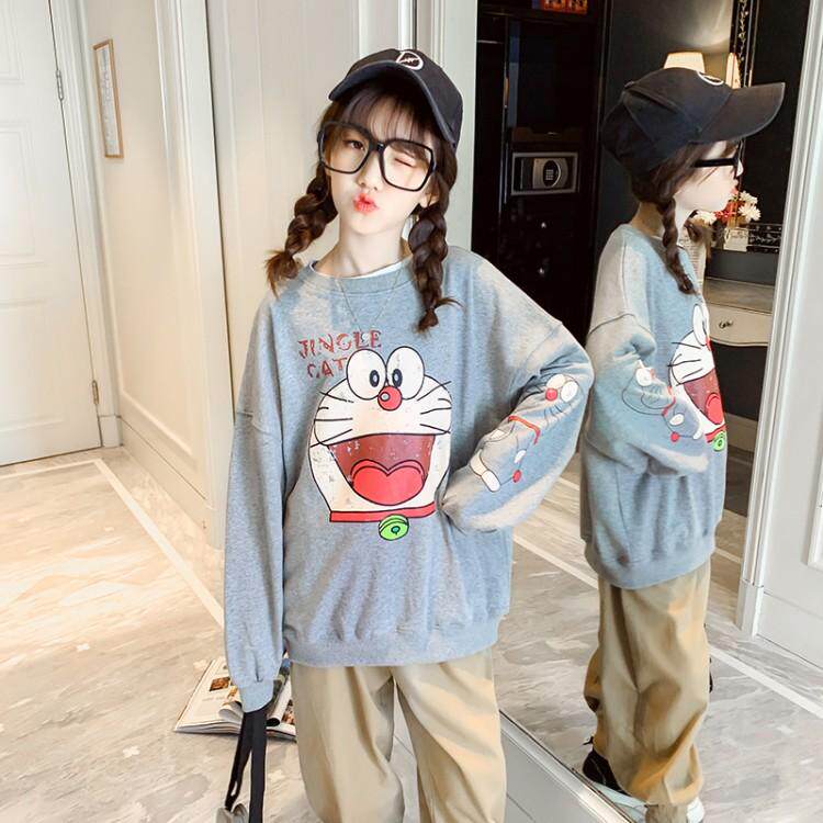 Girl's thick T-shirt Chunqiu Great children's tennis Red girl clothes 2022 new wave trendy Han Fan Chauded Early autumn blouses foreign pie
