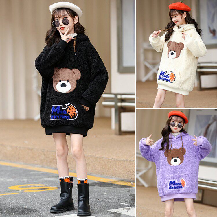 Girl's gush clothing integrated suede CUHK Thickening Ocean Pie Girl Dress 2022 New Tide Autumn Winter Han Edition Burst